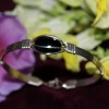 6 Strand Silver Bracelet - Black Onyx Cobochon